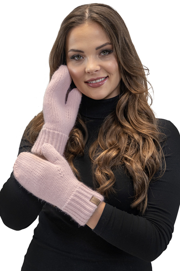 Vivisence Stilvolle Damen Winter Fausthandschuhe Aus Wärmendem Garn Mit Breitem Strickbündchen Musterloses Design Für Kalte Wintertage Und Für Outdoor-Aktivitäten, Puderrosa