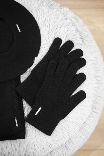 Vivisence Stilvolle Winter Damen Handschuhe Mit Breitem Strickbündchen Hergestellt Aus Warmem Garn Mit Wollzusatz Perfekt Für Kalte Wintertage, Schwarz