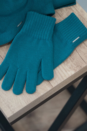 Vivisence Stilvolle Winter Damen Handschuhe Mit Breitem Strickbündchen Hergestellt Aus Warmem Garn Mit Wollzusatz Perfekt Für Kalte Wintertage, Türkis