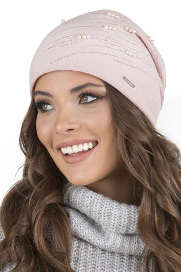 Vivisence Stilvolle Wintermütze Für Damen Mit Klassischem Schnitt Warmem Garn Und Wolle Verziert Mit Zirkonien Und Perlen Mit Innenfutter Ideal Für Kalte Wintertage, Rosa