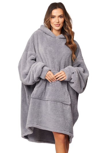 Vivisence Übergroße Hoodie Decke Damen | Oversize Sweatshirt Kuschelpullover für Frauen | XXL Pullover mit Kapuzen | Winterpullover , Grau