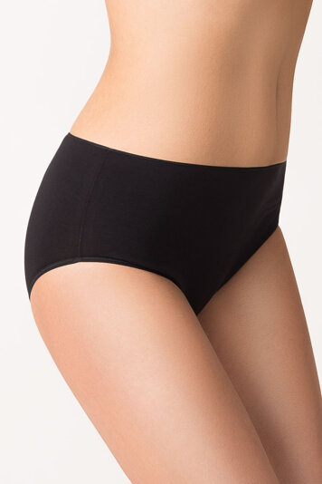 Vivisence Unterhosen Damen Slip Hohem Bund Unterwäsche Glatt Komfort und Bequemlichkeit Klassischer Musterloser Slip für Frauen 4001, Schwarz