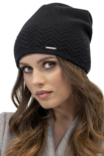 Vivisence Winter Mütze für Damen Beanie  Mit Weichem Futter und Zickzackmuster Perfekten Sitz Herbst Gemütlich Ideal Für Kalte Wintertage Und Outdoor-Aktivitäten Modell 7090, Schwarz