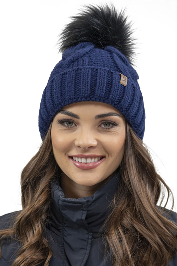 Vivisence Wintermütze Mit Bommel Perfekte Passform Warmes Garn Mit Stilvollem Aufgerolltem Design Innenfutter Aus Vlies Für Extra Wärme Ideal Für Kalte Wintertage, Dunkelblau