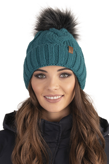 Vivisence Wintermütze Mit Bommel Perfekte Passform Warmes Garn Mit Stilvollem Aufgerolltem Design Innenfutter Aus Vlies Für Extra Wärme Ideal Für Kalte Wintertage, Dunkeltürkis