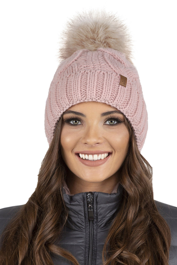 Vivisence Wintermütze Mit Bommel Perfekte Passform Warmes Garn Mit Stilvollem Aufgerolltem Design Innenfutter Aus Vlies Für Extra Wärme Ideal Für Kalte Wintertage, Rosa