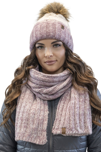 Vivisence Winterset Für Damen Mütze Mit Bommel Und Passendem Schal Hergestellt Aus Warmem Garn Antistatisches Fleecefutter Ideal Für Kalte Wintertage, Pink