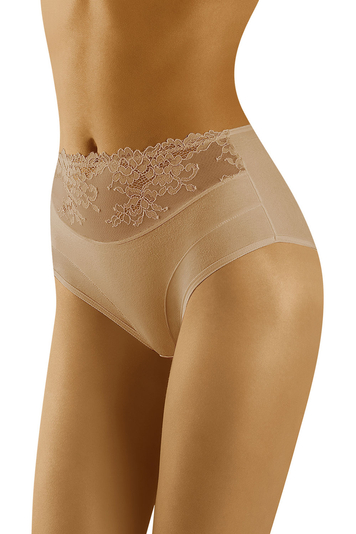 Wolbar Damen Slips Panties Höschen Hohe Taille Slips Hoher Taillenslip, Bauchkontrolle Spitzenhöschen Hohe Taille Unterhosen WB415, Beige