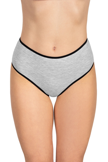 Vivisence Dame Slip Hoher Bund Voll Klassisch Unterhose Baumwolle Alltag 4017, schwarzes Gummiband:grau 5-pack
