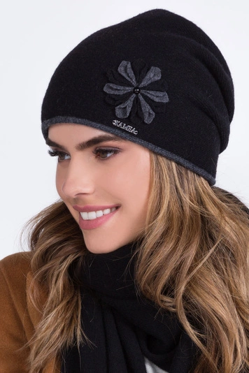 Kamea Dame Wintermütze Kopfbedeckung warm gemustert dick Salsa, Schwarz