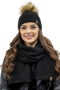 Vivisence Damen Schal Strick Warm Breit Weich Elegant Sportlich Winter 7041S, schwarz