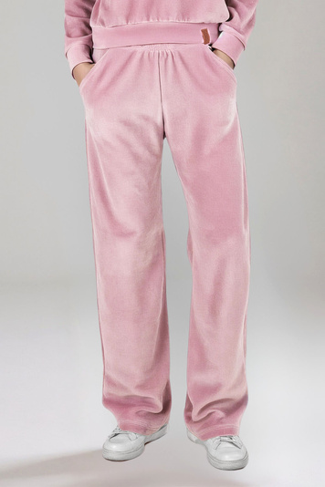 Vivisence Damen Velour Jogginghose Mit Geradem Bein Und Elastischem Bund Bequeme Freizeithose Für Zuhause Sport Und Alltag 9105, 