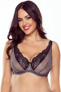 Vivisence Dame Soft BH Klassisch Spitze Gemustert Tupfen Unterwäsche 1054, schwarz