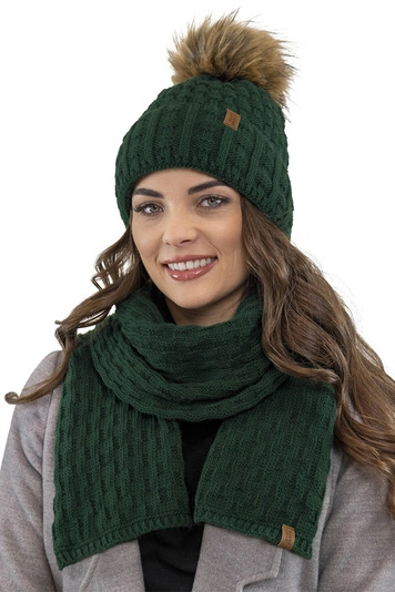 Vivisence Wintermütze mit Bommel Damen Warmes Ideal Für Kalte Wintertage 7015, grün