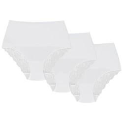 Wolbar Dame Slip 3er Pack figurformend  Spitze Bund Musterlos WB321,