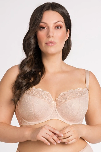 Gorsenia K357 Blanca Bügel BH Dame Dessous Spitze geblümt regulierbar Setteil EU, beige