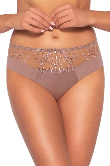 Ava Dame Slip Unterhose Klassisch Voll Hoher Bund Stickerei Netz 2034 Neve, Beige