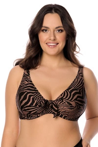 Vivisence Bikini Oberteil Damen Bügel Schleife Formend Stützfunktion 3203, braun-schwarz