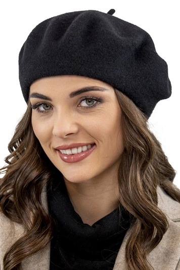 VIVISENCE Winter Baskenmütze Aus Wolle für Damen Ideal für Wintertage 7073, schwarz