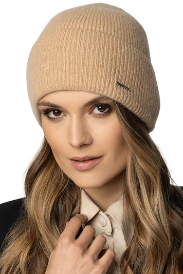 Vivisence Damen Mütze Winter Weich Strickmütze Umschlag-Saum Innenfutter 7096, karamellfarben