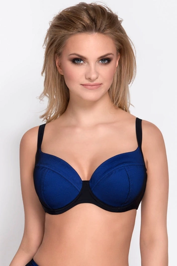 Vivisence 3207 Bikini BH Dame Bademode gepolstert musterlos regulierbar Setteil EU, dunkelblau-schwarz