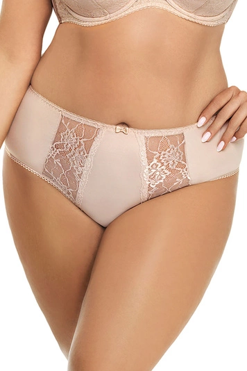 Gorsenia K358 Blanca Slips Dame Dessous Spitze geblümt normaler Bund Setteil EU, beige