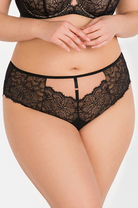 Gorsenia Dame Slip Netz Spitze Band Bund Klassisch Unterhose Unterwäsche K815 Noelle, Schwarz