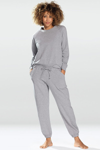 Dkaren Dame Homewear Set Bequem Musterlos Rundhlasausschnitt Komfortabel Wenezja,