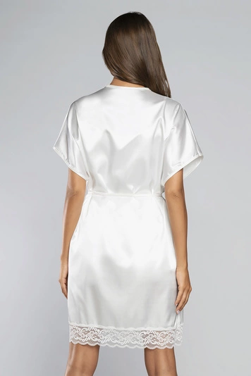 Italian Fashion Dame Morgenmantel Nachtwäsche Satin Schnürung Dotyk,