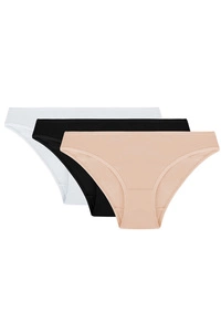 Vivisence Damen Slip Baumwolle Klebt am Körper Für Unsichtbaren Komfort 4003, weiß/schwarz/beige
