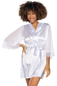 Dkaren Dame Morgenmantel Satin Tüll Spitze Elegant Alltag Bonnie,