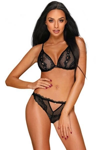 Obsessive Damen 2er Set Reizwäsche Verführerisch Sinnlich Spitze Set Millagro, Schwarz