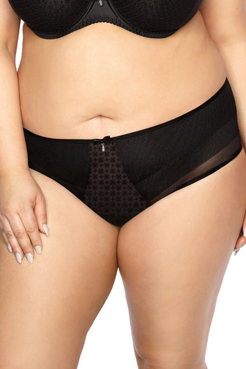 Gaia Damen Slip Unterhose Stickerei Netz Schleife Unterwäsche 874P Samira , Schwarz