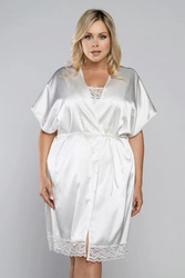 Italian Fashion Dame Morgenmantel Nachtwäsche Satin Schnürung Dotyk,