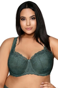 Mat Dame Bügel BH Gepolsterte Cups Spitze Blumenmuster Klassisch Komfortabel Elegant 053/22 Carmela Big, khaki