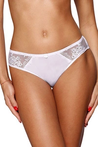 Axami Dame Slip Geblümt Stickerei Schleife Bund Gummiband Unterhose V-10203, Weiß