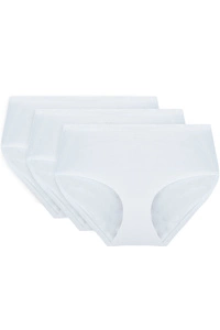 Vivisence Dame Slip 3-er Pack Unterhose Glatt Voll Nahtlos Hoher Bund 4013, weiß