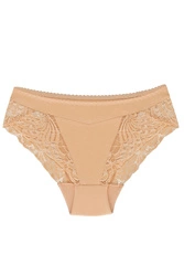 Wolbar Damen Slips Spitze hoher Bund Unterhose WB408, beige