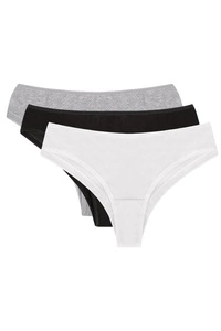 Vivisence Dame Slip Unterhose Klassisch Komfortabel Trendig Alltag Unterwäsche 4018, schwarz/weiß/grau