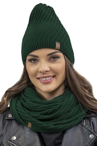Vivisence Damen Winter Set Mütze Und Loop-Schal Komfort für Kalte Tage 7017Kmpl, grün