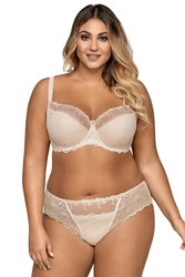Ava 1030 Slips Damen Dessous Spitze geblümt normaler Bund Setteil EU, beige