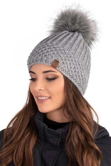 Vivisence Wintermütze mit Bommel Damen Warmes Ideal Für Kalte Wintertage 7016, hellgrau