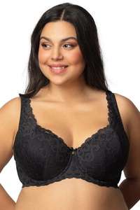 Mat Dame Bügel-BH Klassisch Elegant Stilvoll Dessous Spitze Geblümt Für Große Brüste 3824/22 Natalie BIG, Schwarz