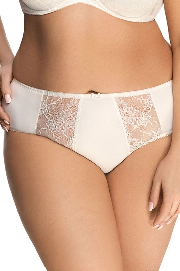 Gorsenia K358 Blanca Slips Dame Dessous Spitze geblümt normaler Bund Setteil EU, elfenbein