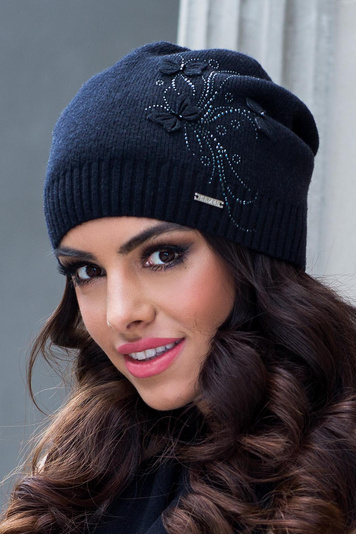 Kamea Carmela Beanie Damen Mütze Kopfbedeckung Herbst Winter Verzierung Filz