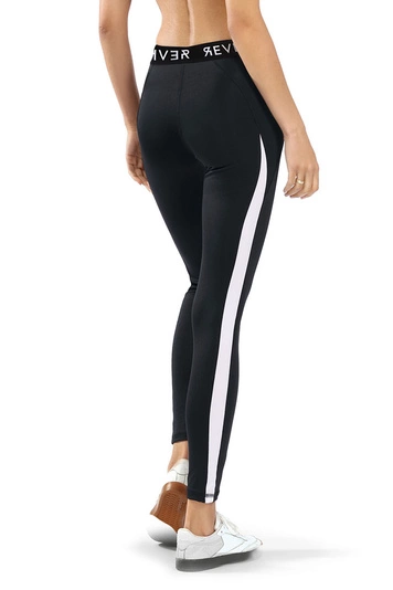 Reviver Dame Leggings  klassisch  Bund Taille  Sport F9514  , Schwarz