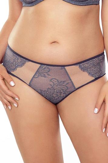 Vivisence Damen Slip Spitze Netz Details Vollschnitt Für Elegante Passform 1044W, dunkelblau