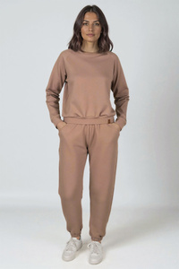 Vivisence Damen Trainingsanzug Set Aus Sweatshirt Und Jogginghose Mit Rundhalsausschnitt Lange Ärmel Seitentaschen Elastischem Bund Und Strickbündchen Für Alltag 9204kmpl,