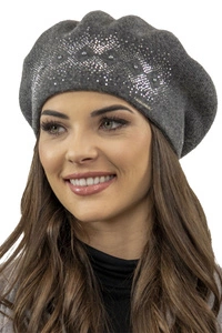 Vivisence Damen Baskenmütze Winter Herbst Warme Barette Wolle Elegante Stil 7050, dunkelgrau