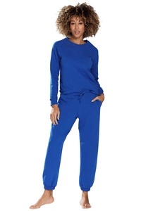 Dkaren Dame Homewear Set Bequem Musterlos Rundhlasausschnitt Komfortabel Wenezja,